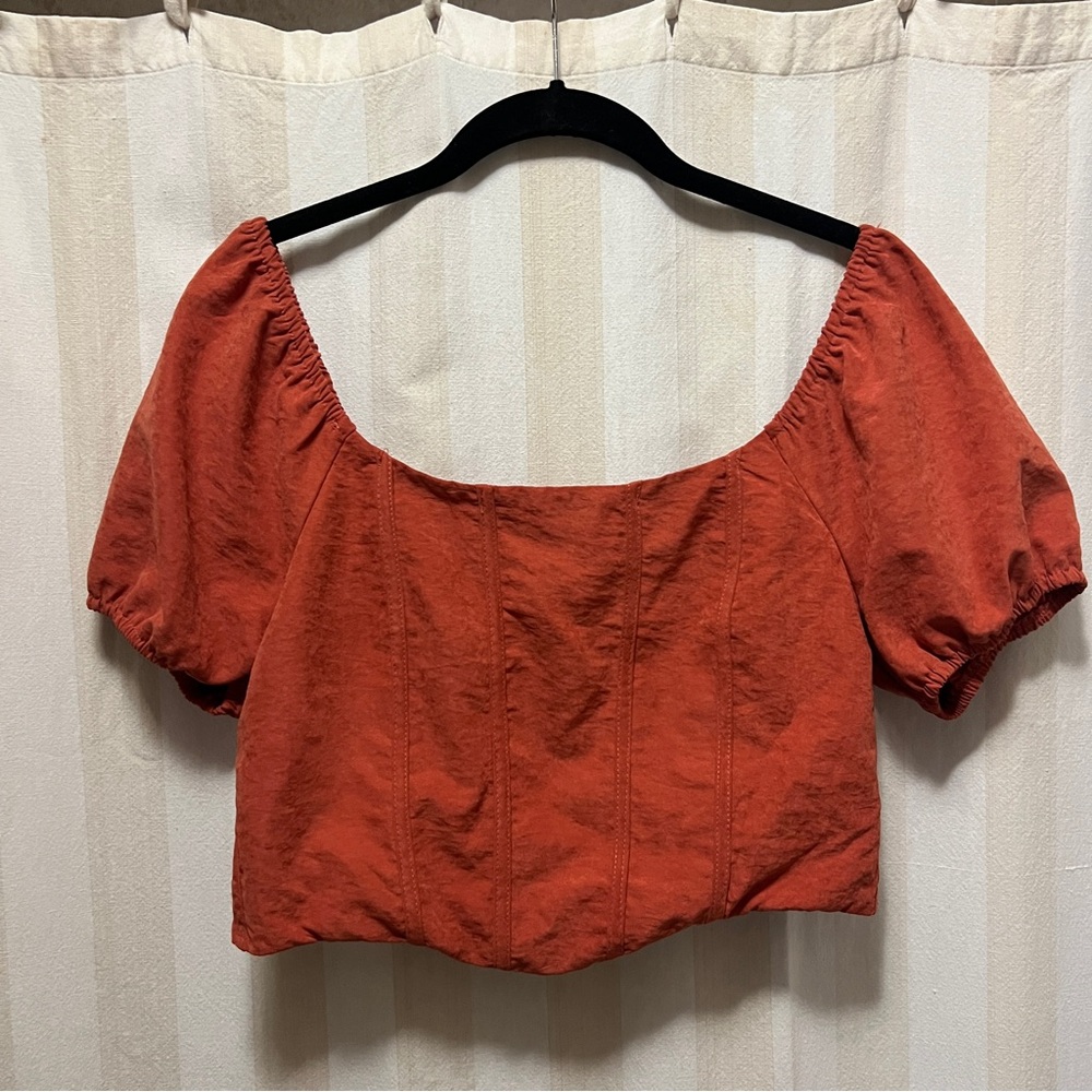 Women's Rust Puff Sleeve Top